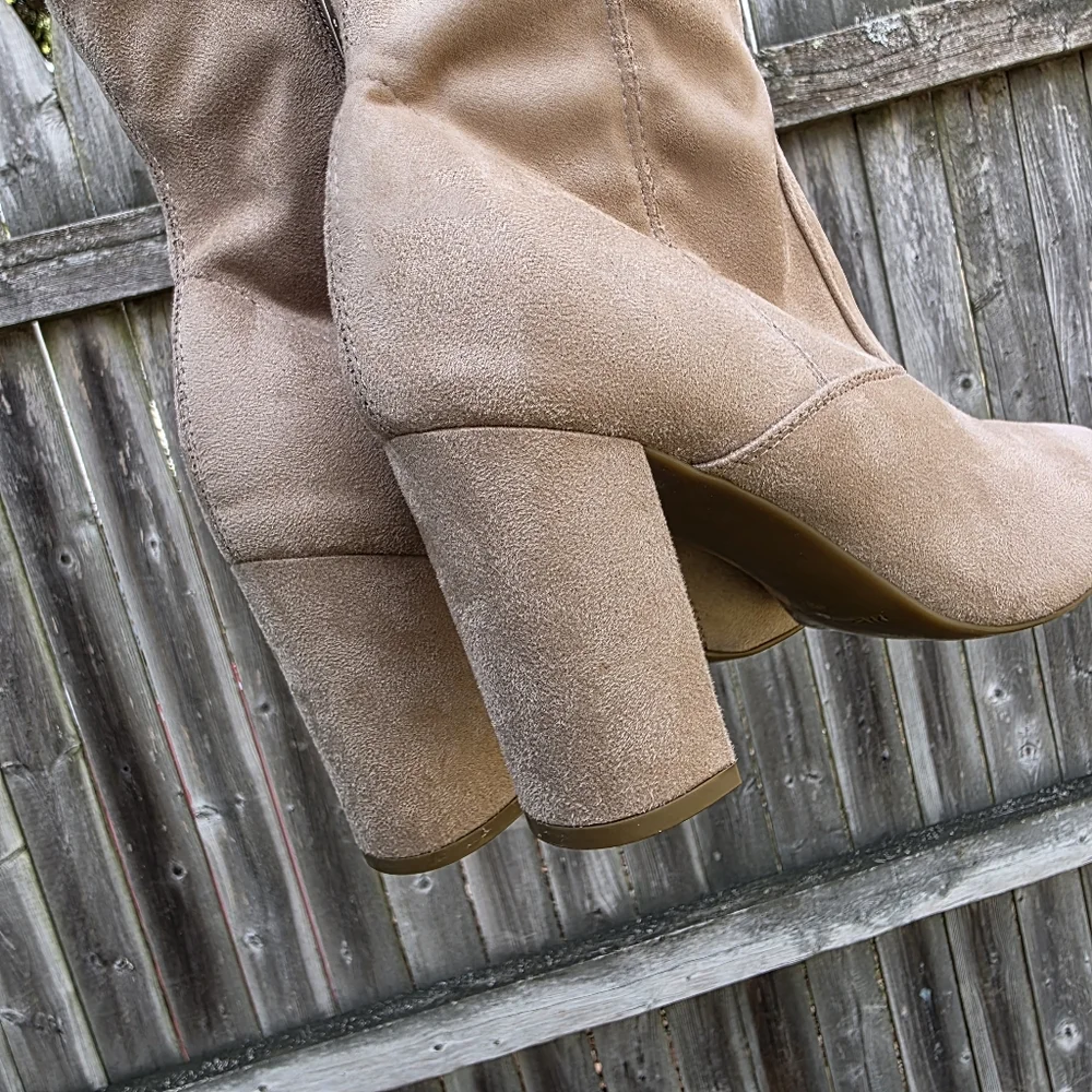 Marc Fisher Over the Knee Boots High Heel Size 9.5 Dark Natural Faux Suede
